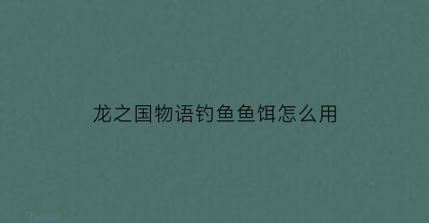 龙之国物语钓鱼鱼饵怎么用(龙之国物语谁做的)