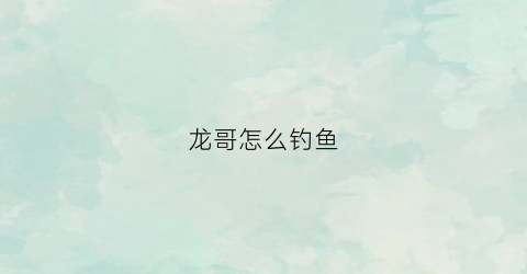 龙哥怎么钓鱼(龙哥野钓)