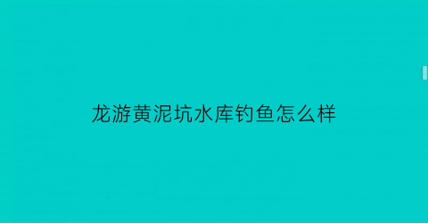 龙游黄泥坑水库钓鱼怎么样(龙游黄泥坑水库钓鱼怎么样啊)