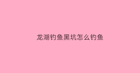 龙湖钓鱼黑坑怎么钓鱼(龙湖钓鱼吧百度贴吧)