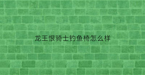 龙王恨骑士钓鱼椅怎么样(龙王恨钓竿怎么样)