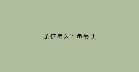 龙虾怎么钓鱼最快(龙虾钓法视频教程)