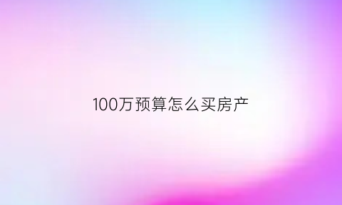 100万预算怎么买房产