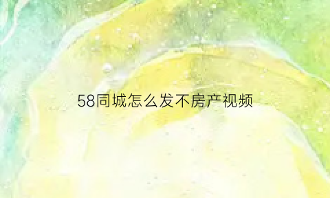 58同城怎么发不房产视频