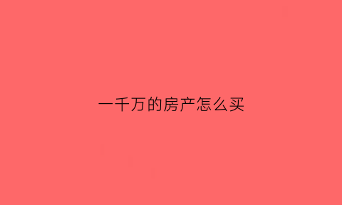 一千万的房产怎么买