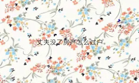 丈夫没了房产怎么过户(丈夫没了房产怎么过户给子女)