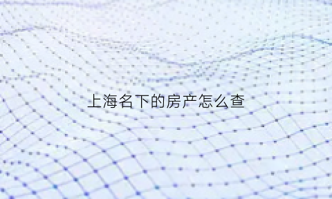 上海名下的房产怎么查(上海房产怎么查询)