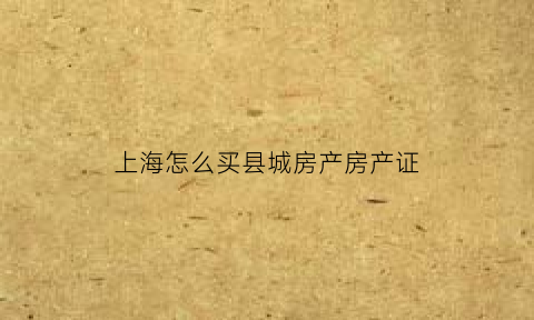 上海怎么买县城房产房产证(怎么在上海买套房子)