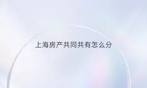 上海房产共同共有怎么分