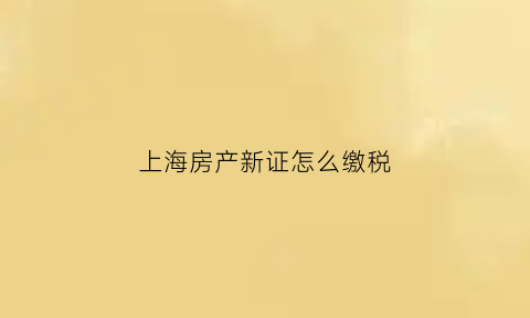 上海房产新证怎么缴税