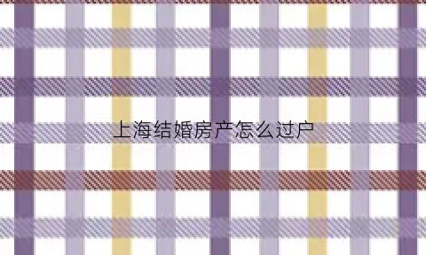 上海结婚房产怎么过户(上海结婚房产怎么过户给孩子)