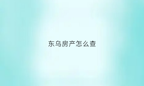 东乌房产怎么查