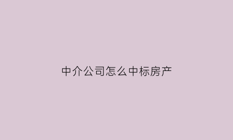中介公司怎么中标房产(中介购房流程)