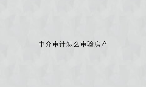 中介审计怎么审验房产(中介审计怎么审验房产证)