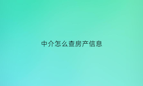 中介怎么查房产信息(房产中介怎么查到业主的信息)