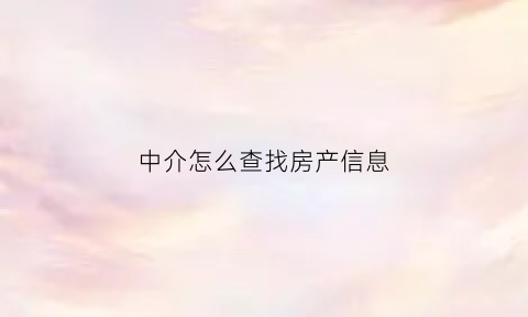 中介怎么查找房产信息