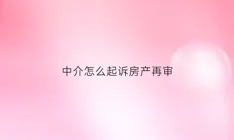 中介怎么起诉房产再审(告中介如何起诉)