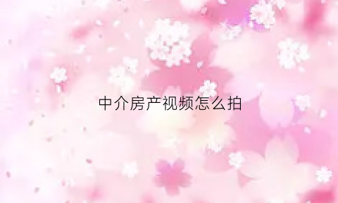 中介房产视频怎么拍(中介房产视频怎么拍出来的)