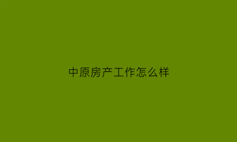 中原房产工作怎么样(中原房地产顾问有限公司)