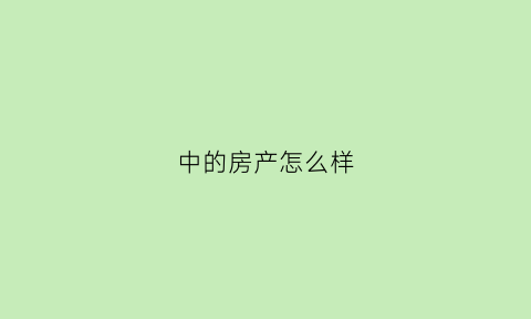 中的房产怎么样(中房的房子怎么样)