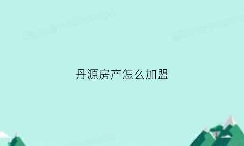 丹源房产怎么加盟(丹源集团)