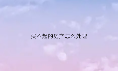 买不起的房产怎么处理(买不起的房产怎么处理好)