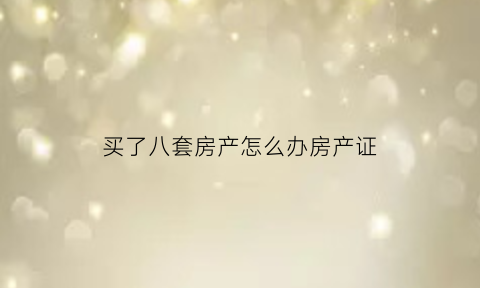 买了八套房产怎么办房产证(有8套房子)