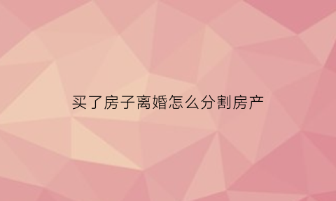 买了房子离婚怎么分割房产(房子买了就离婚)