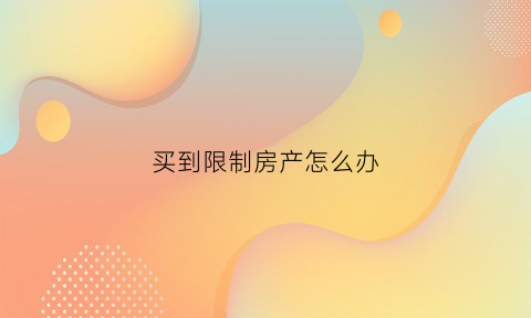 买到限制房产怎么办(买限售的房子需要怎么怎么办理手续)
