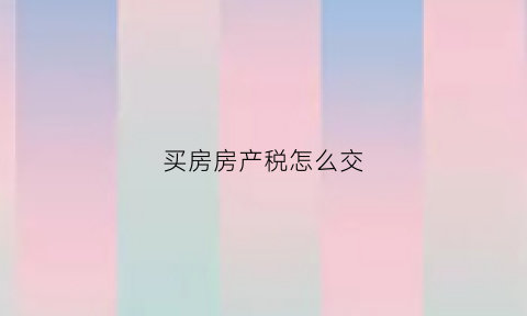 买房房产税怎么交