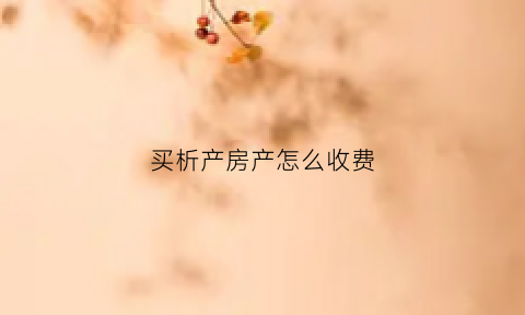 买析产房产怎么收费(购买析产房的税费)