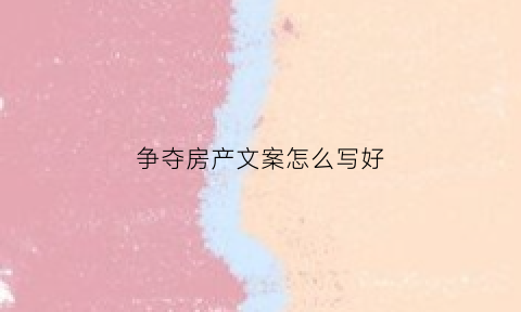 争夺房产文案怎么写好(争夺房产权)