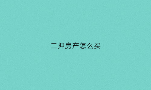 二押房产怎么买(二押房产怎么买房子)