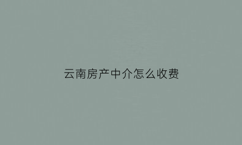 云南房产中介怎么收费(云南房产中介排名)