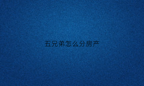 五兄弟怎么分房产(兄弟五人平分父亲的遗产)