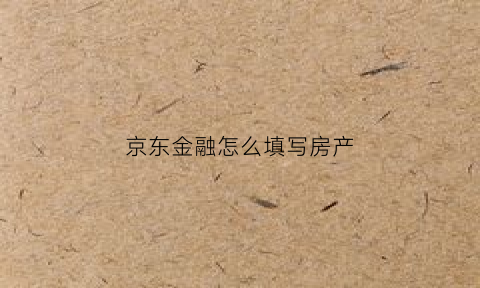 京东金融怎么填写房产(京东金融资产证明怎么开)