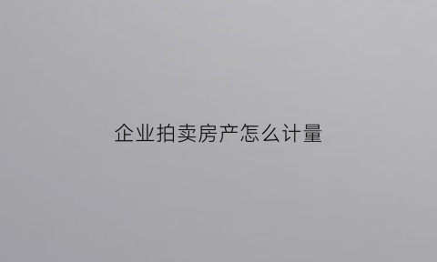 企业拍卖房产怎么计量(企业拍卖房产怎么计量税)