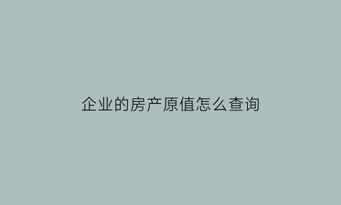 企业的房产原值怎么查询