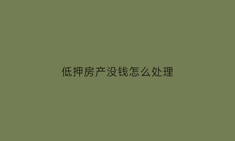 低押房产没钱怎么处理(房子抵押没钱还房子会被收吗)