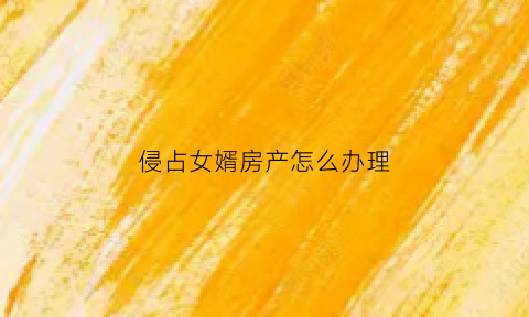 侵占女婿房产怎么办理(女婿占便宜)