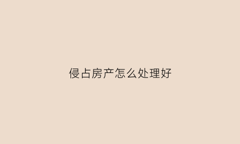 侵占房产怎么处理好(侵占房子是犯罪吗)