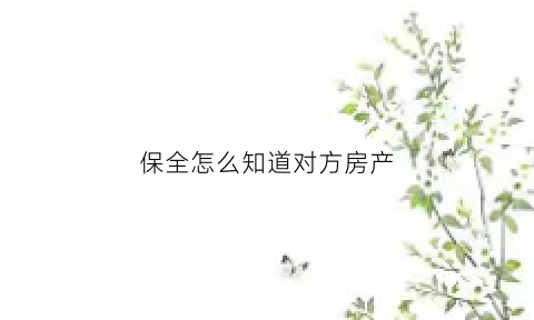 保全怎么知道对方房产(保全怎么知道对方房产信息)