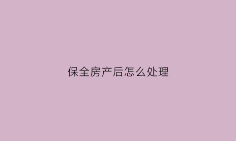 保全房产后怎么处理(保全了房产肯定能要回钱)