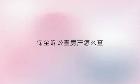 保全诉讼查房产怎么查