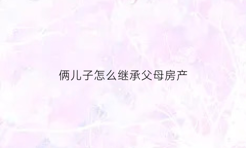 俩儿子怎么继承父母房产(俩儿子怎么继承父母房产呢)