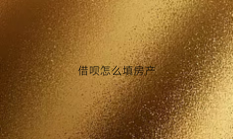 借呗怎么填房产(借呗怎么填房产信息)