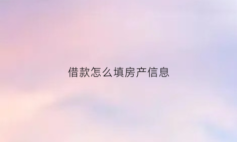 借款怎么填房产信息(房屋贷款借款人写谁的名字)