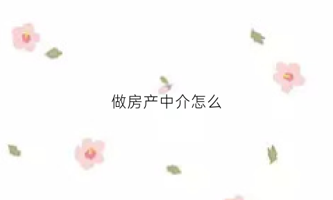 做房产中介怎么(做房产中介怎么找客户资源)