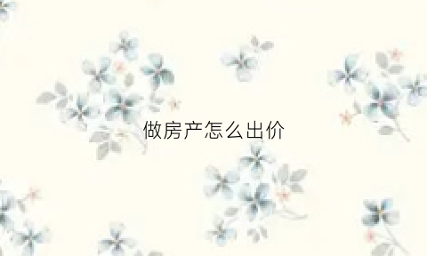 做房产怎么出价(做房产怎么出价最快)