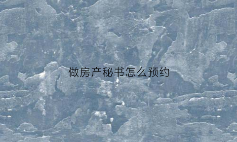 做房产秘书怎么预约(房产文秘是干什么的)